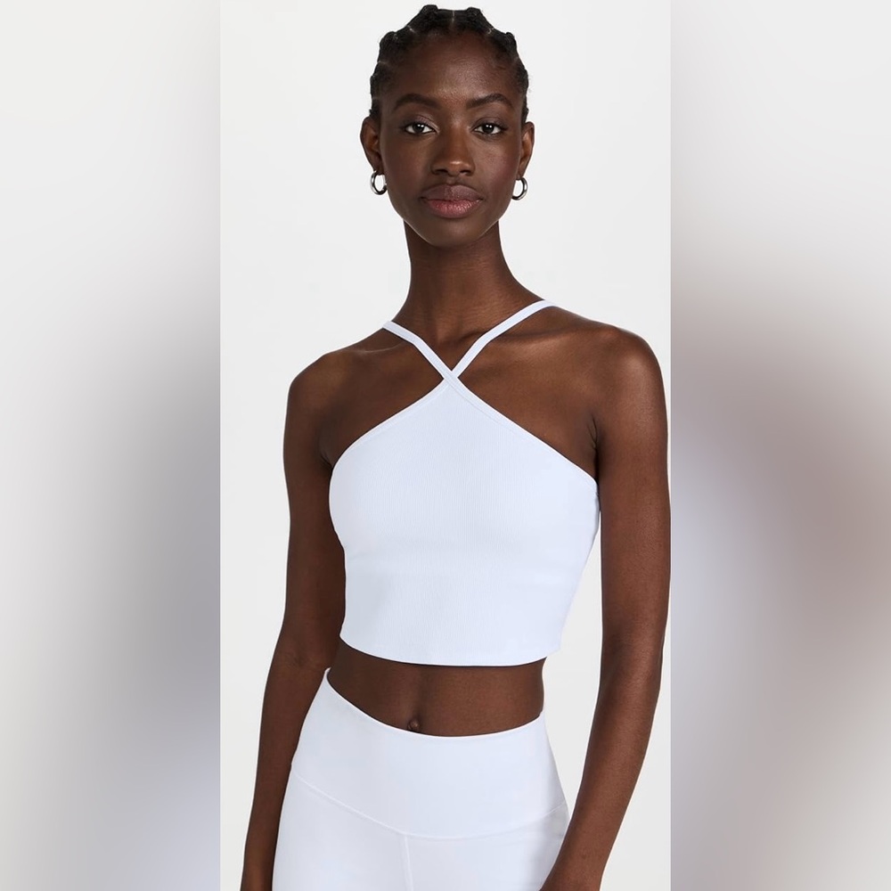 EUC Alo goddess ribbed cross crop top, medium